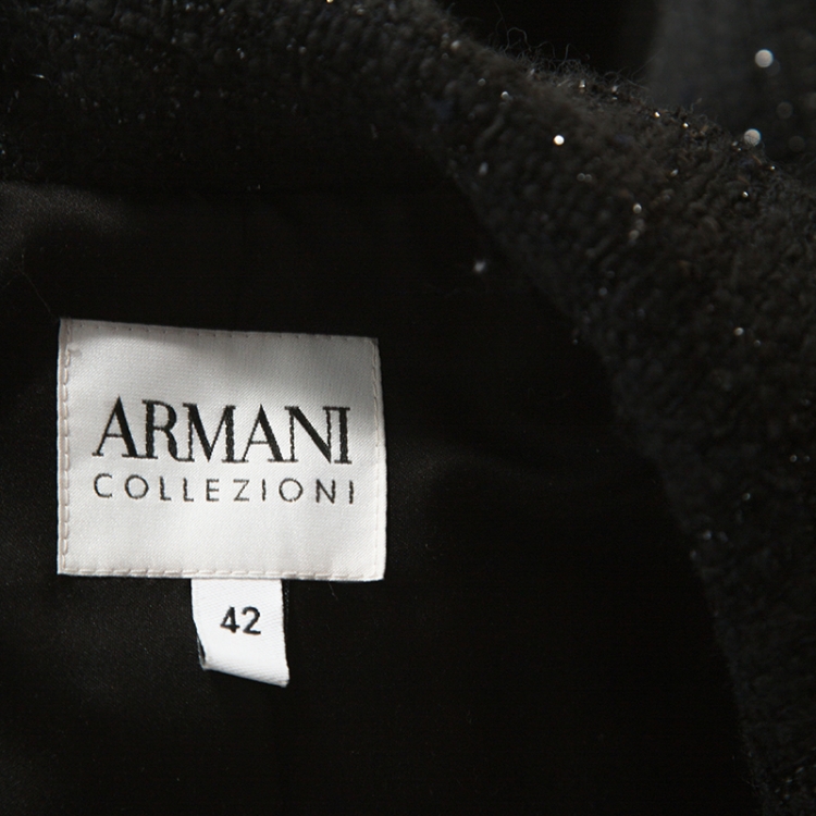 Pre Owned Armani Collezioni Black Lurex Tweed Blazer M