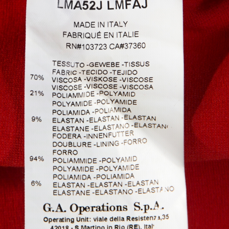 Pre Owned Armani Collezioni Red Stretch Knit Contrast Detail Midi Dress L