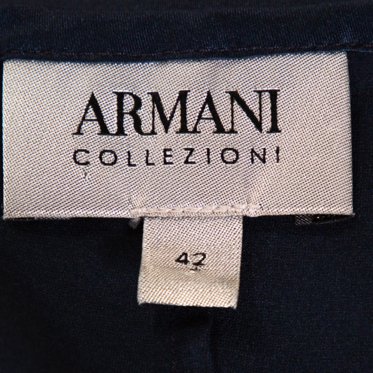 Pre Owned Armani Collezioni Midnight Blue Stretch Silk Satin Sleeveless Top M 