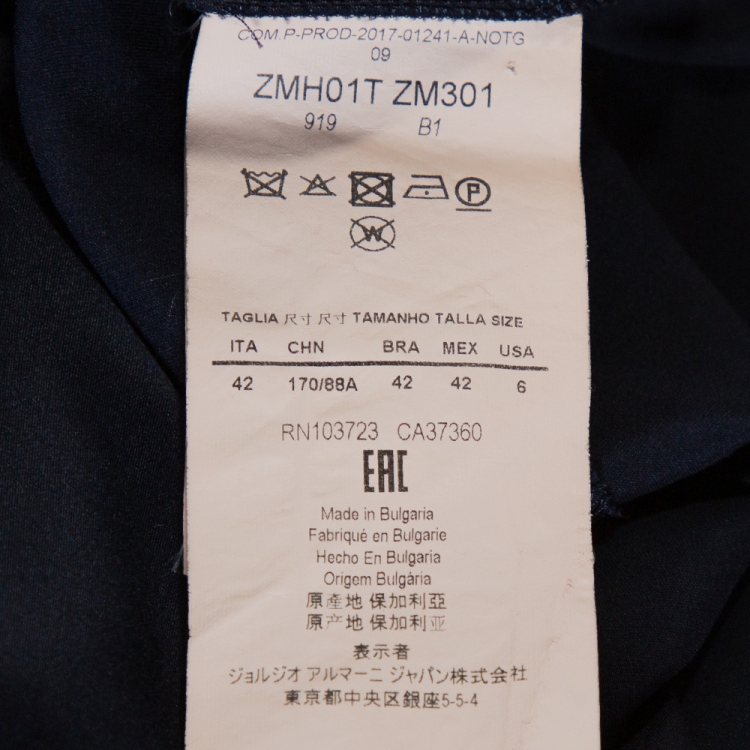 Pre Owned Armani Collezioni Midnight Blue Stretch Silk Satin Sleeveless Top M 