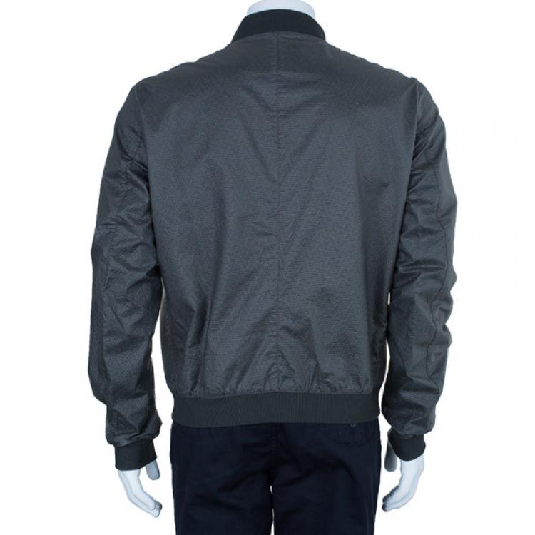 Pre Owned Armani Collezioni Men's Olive Green Technical Zip Front Jacket L