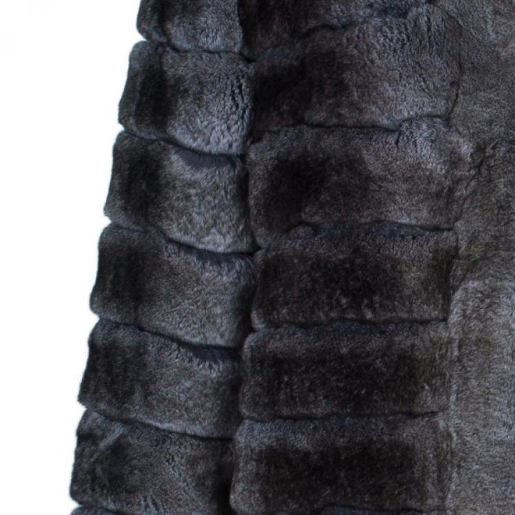 Pre Owned Armani Collezioni Grey Fur Jacket L