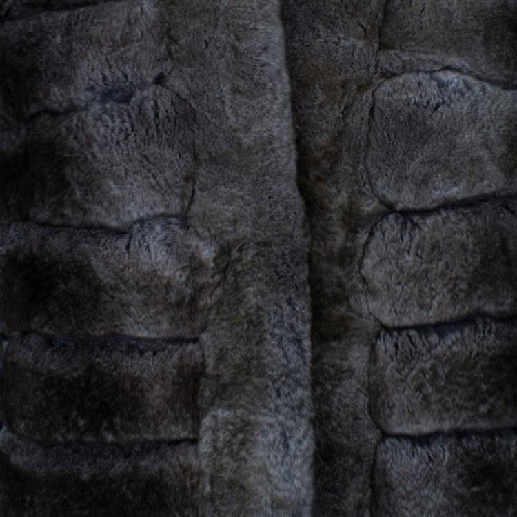 Pre Owned Armani Collezioni Grey Fur Jacket L