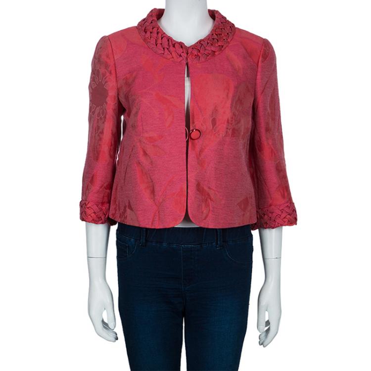 Pre Owned Armani Collezioni Red Braid Trim Blazer M