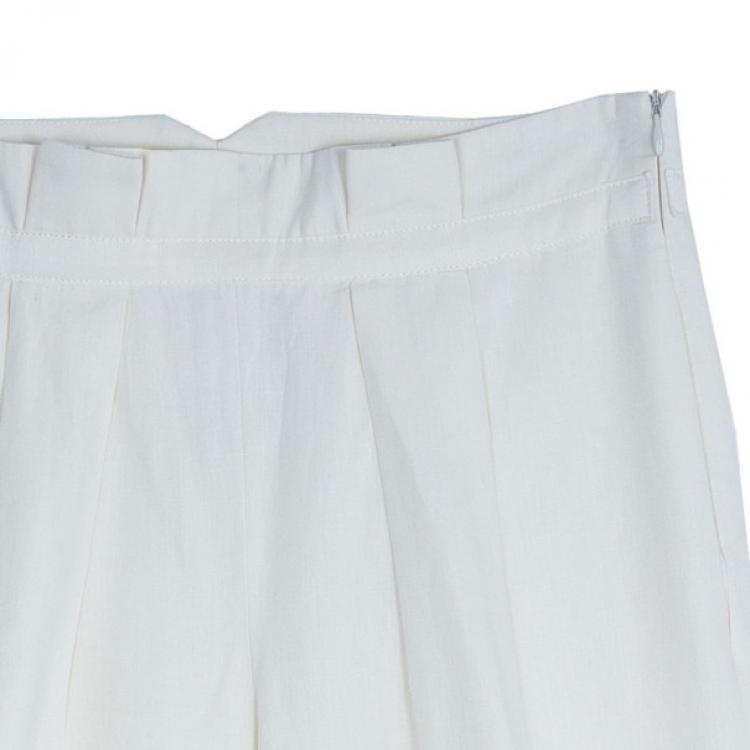 Pre Owned Armani Collezioni Off-White Linen Trousers M