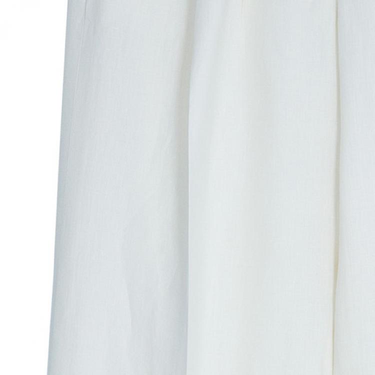 Pre Owned Armani Collezioni Off-White Linen Trousers M