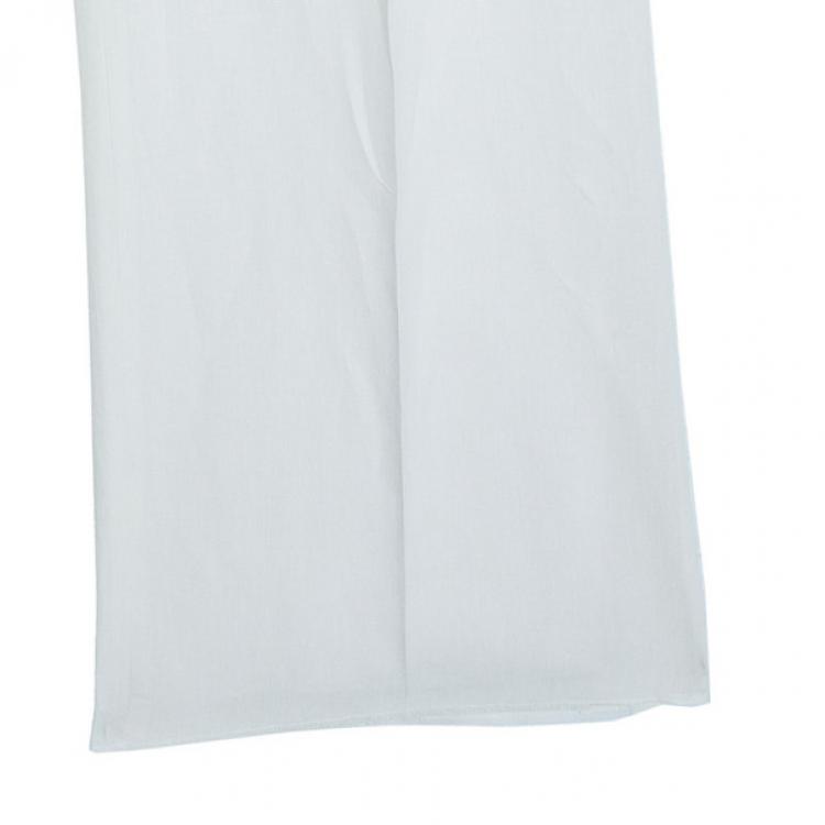 Pre Owned Armani Collezioni Off-White Linen Trousers M