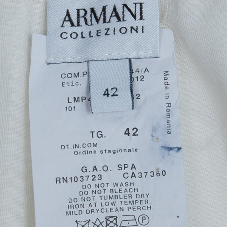 Pre Owned Armani Collezioni Off-White Linen Trousers M