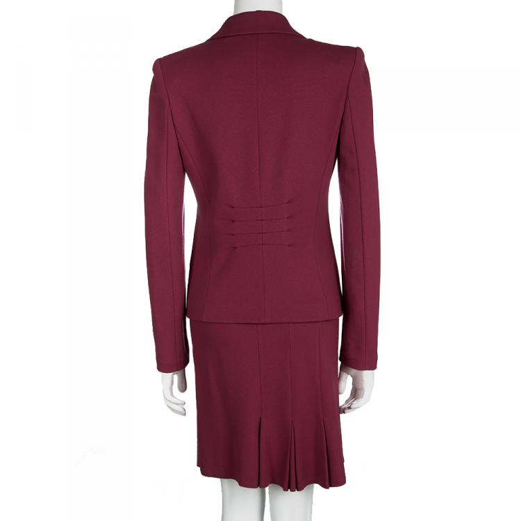 Pre Owned Armani Collezioni Red Skirt and Blazer Set M
