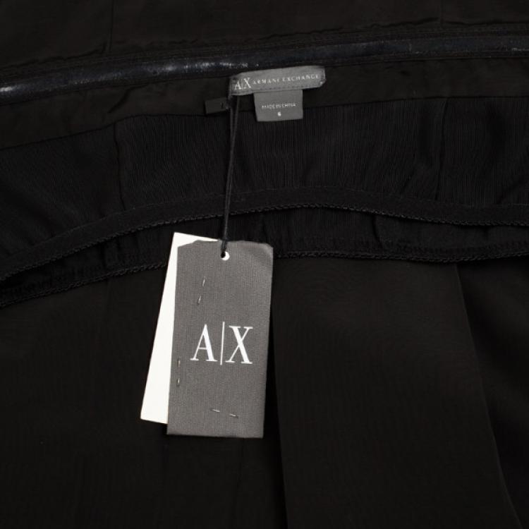 Pre Owned Armani Exchange Black Taffeta Strapless Dress