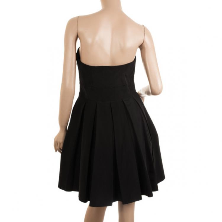 Pre Owned Armani Exchange Black Taffeta Strapless Dress