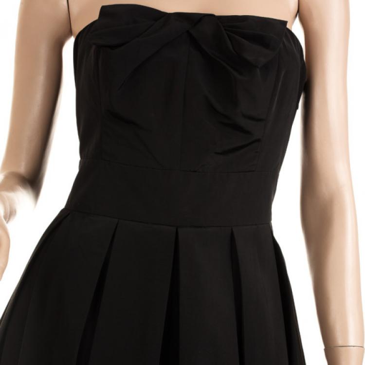 Pre Owned Armani Exchange Black Taffeta Strapless Dress