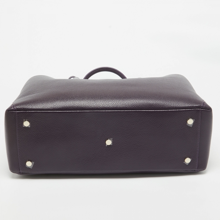 Pre Owned Aspinal Of London Purple Pebbled Leather London Tote