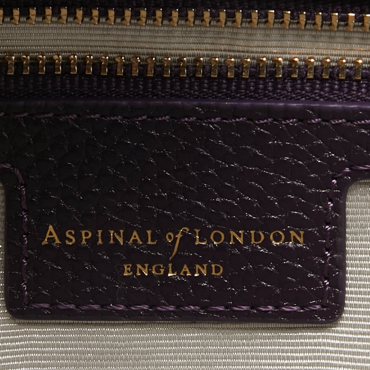 Pre Owned Aspinal Of London Purple Pebbled Leather London Tote