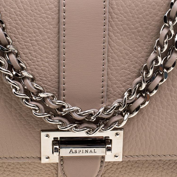 Pre Owned Aspinal Of London Beige Leather Small Lottie Shoulder Bag