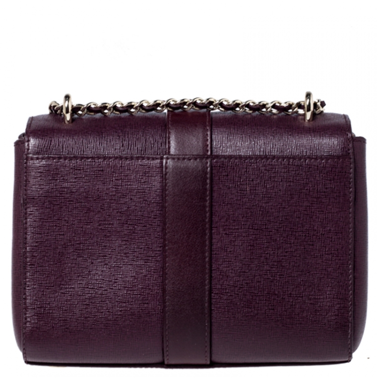 Pre Owned Aspinal Of London Burgundy Leather Small Lottie Shoulder Bag