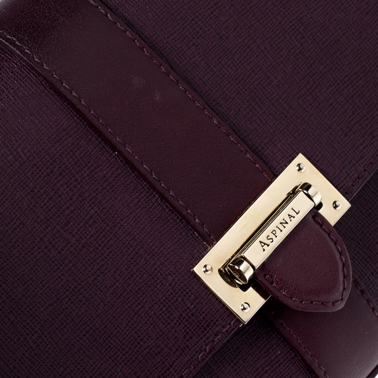 Pre Owned Aspinal Of London Burgundy Leather Small Lottie Shoulder Bag