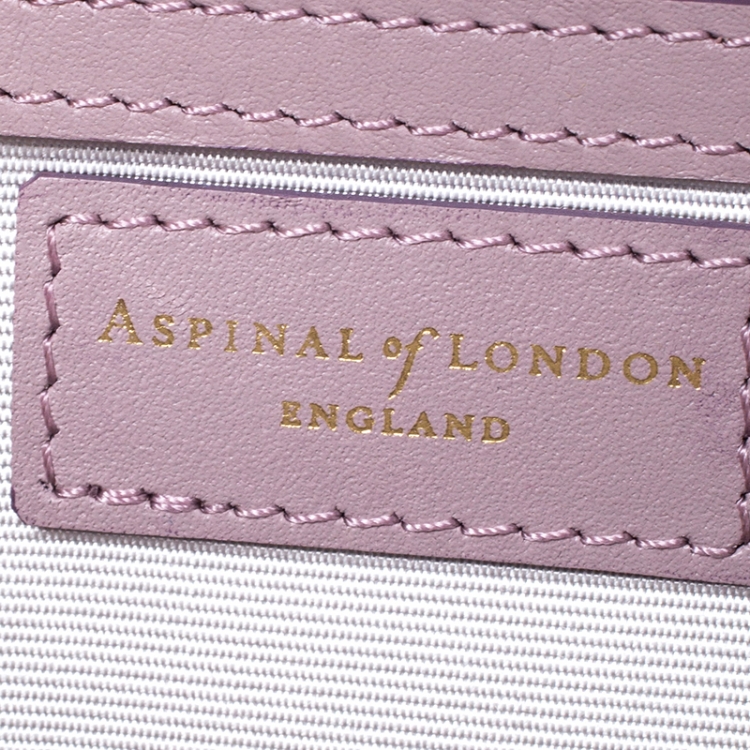 Pre Owned Aspinal Of London Lilac Croc Embossed Leather Trunk Top Handle Bag