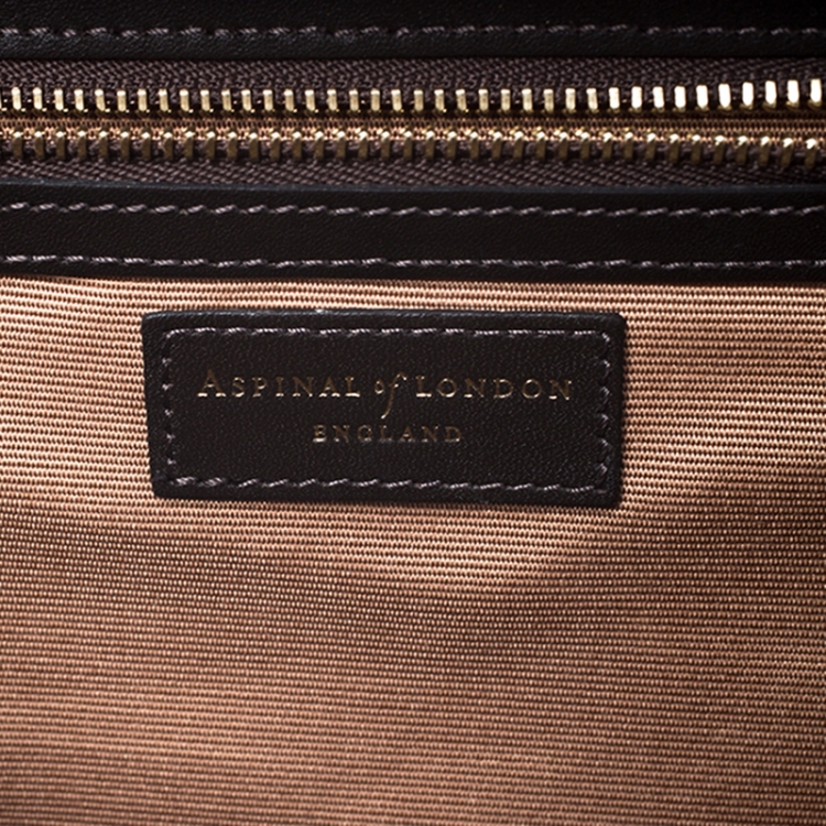 Pre Owned Aspinal Of London Brown/White Snakeskin Effect Leather Trunk Top Handle Bag