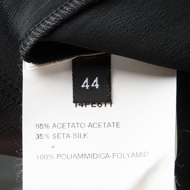 Pre Owned Atos Lombardini Black Tricot Mesh Short Sleeve Detail Top M