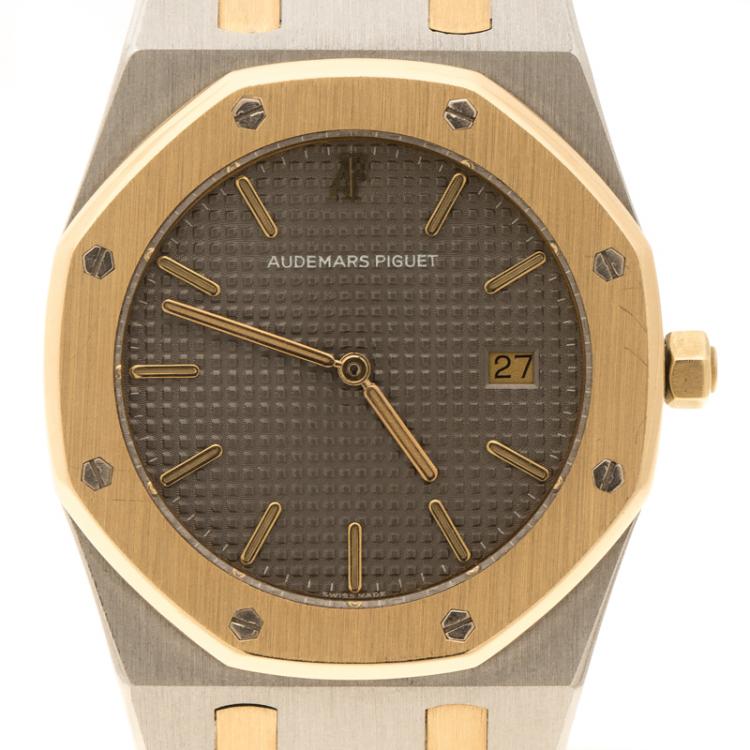 Pre Owned Audemars Piguet Grey Stainless Steel and 18K Rose Gold Royal Oak Women's Wristwatch 33 mm