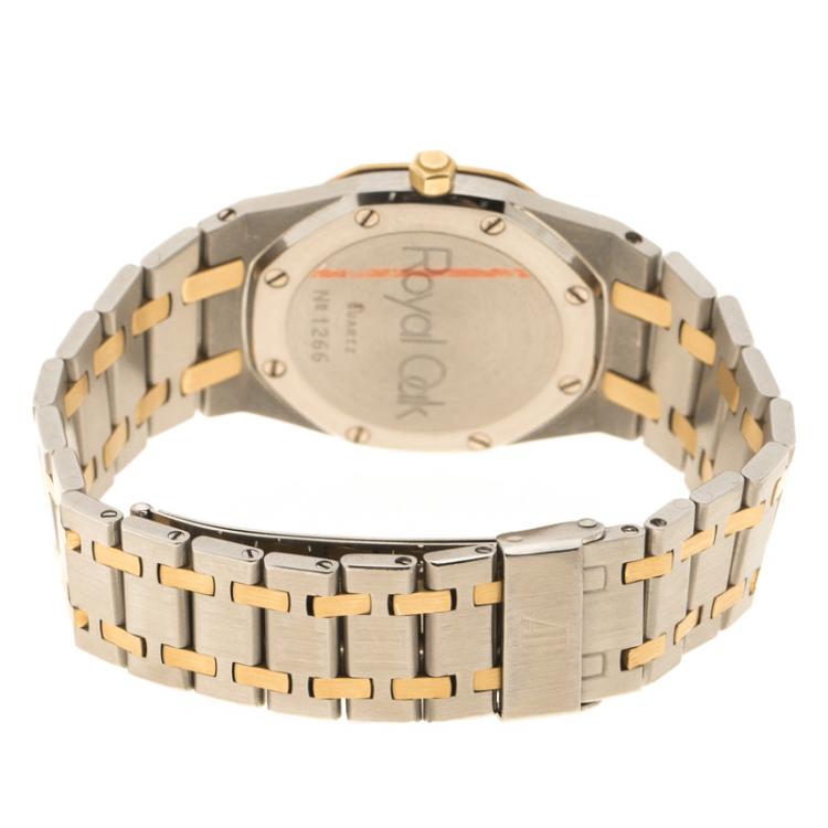 Pre Owned Audemars Piguet Grey Stainless Steel and 18K Rose Gold Royal Oak Women's Wristwatch 33 mm