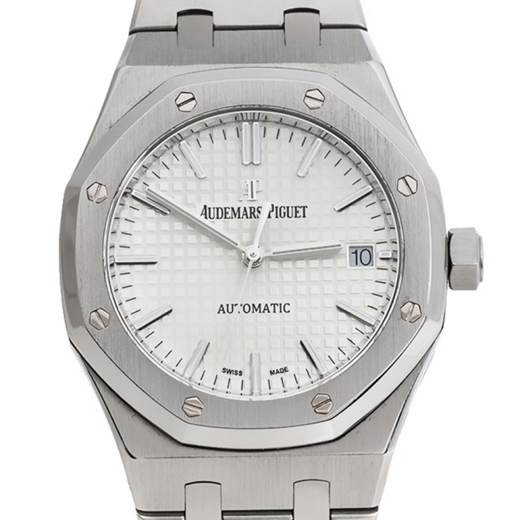 Pre Owned Audemars Silver Stainless Steel Royal Oak 15450ST.OO.1256ST.01 Unisex Wristwatch 37 mm