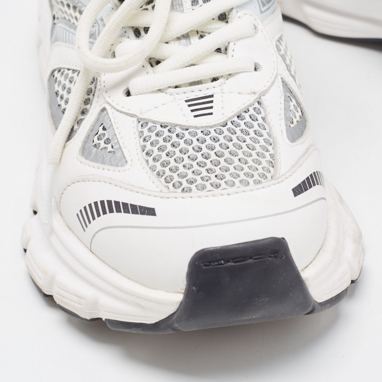Pre Owned Axel Arigato White/Grey Leather and Mesh Marathon Runner Sneakers Size 35