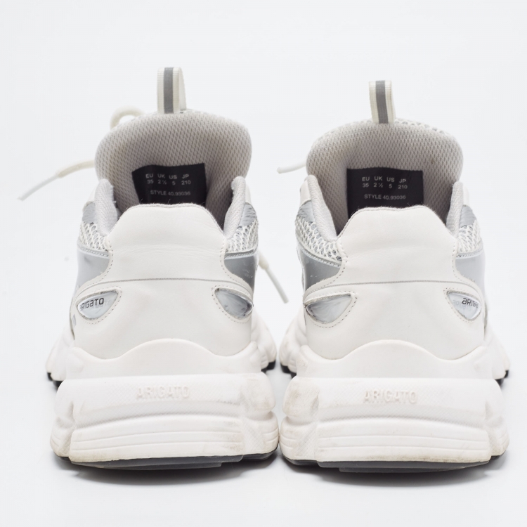 Pre Owned Axel Arigato White/Grey Leather and Mesh Marathon Runner Sneakers Size 35