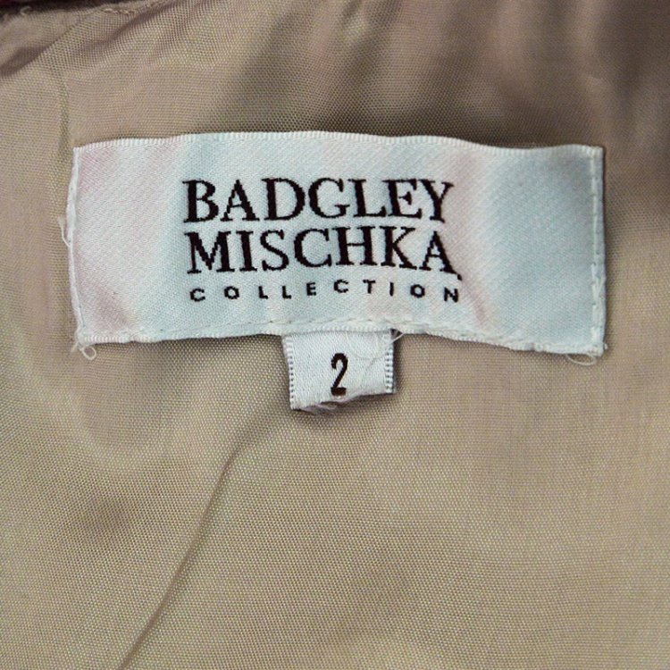 Pre Owned Badgley Mischka Collection Floral Printed Organza Contrast Belted Ball Gown S