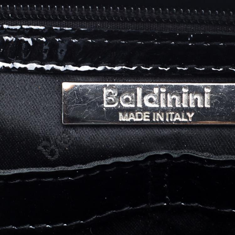 Pre Owned Baldinini Black Leopard Print Calfhair and Patent Leather Satchel