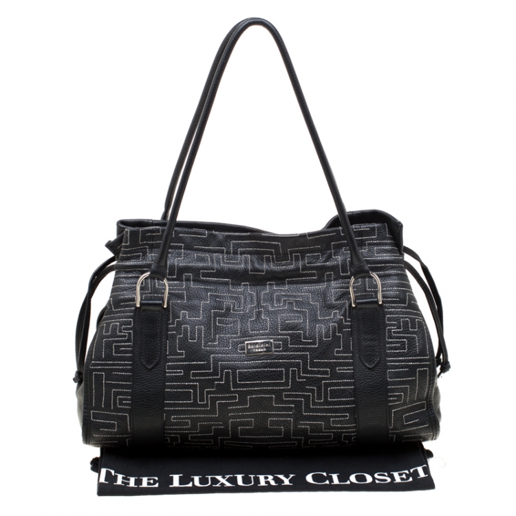 Pre Owned Baldinini Black Leather Shopper Tote 