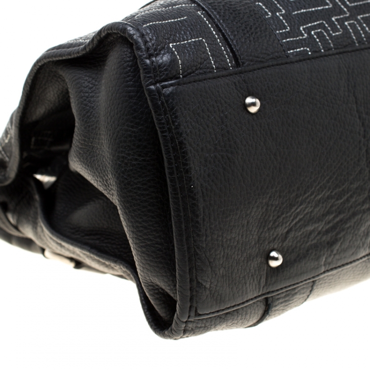 Pre Owned Baldinini Black Leather Shopper Tote 
