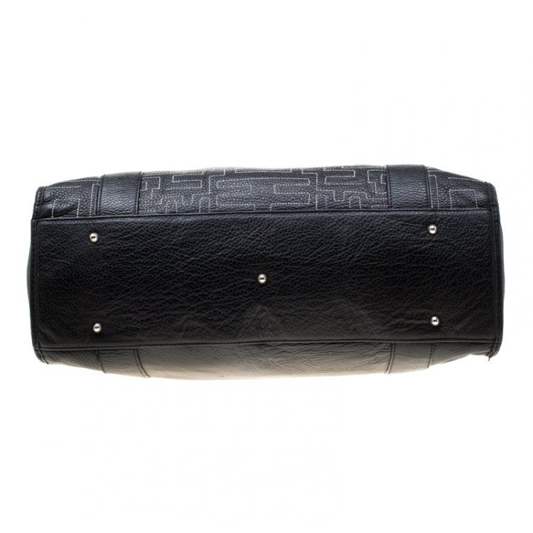 Pre Owned Baldinini Black Leather Shopper Tote 