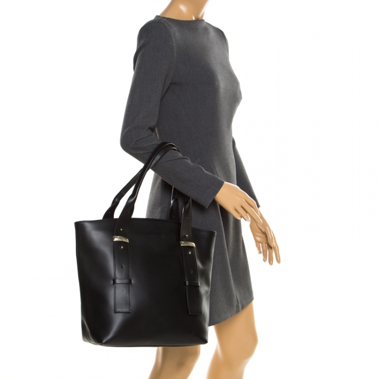 Pre Owned Baldinini Black Leather Tote 