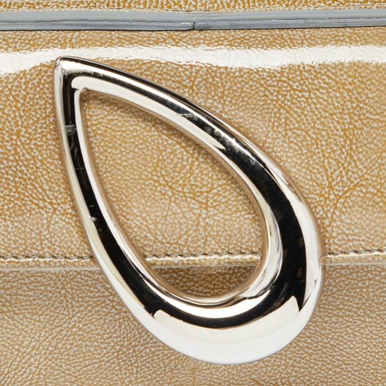 Pre Owned Baldinini Olive Green Patent Leather Flap Shoulder Bag