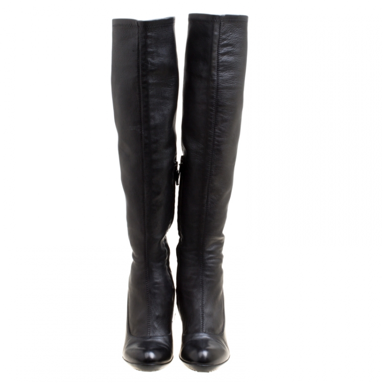Pre Owned Baldinini Black Leather Knee High Boots Size 41