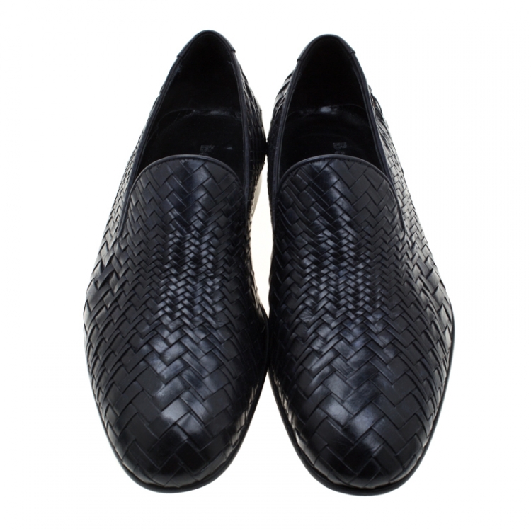 Pre Owned Baldinini Black Woven Leather Loafers Size 39