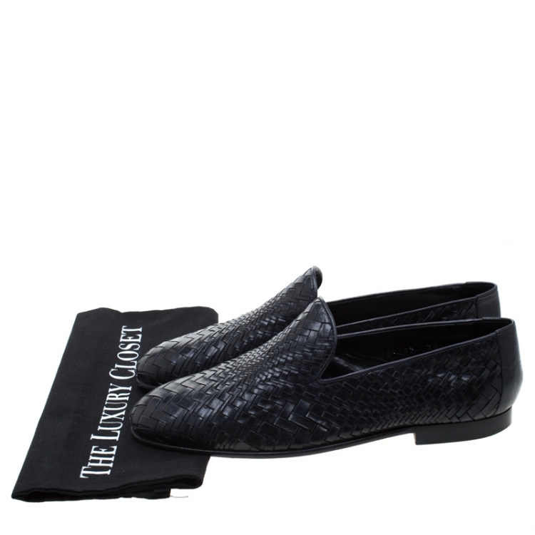 Pre Owned Baldinini Black Woven Leather Loafers Size 39