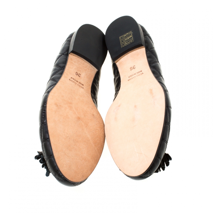 Pre Owned Baldinini Black Quilted Leather Loafers Size 36
