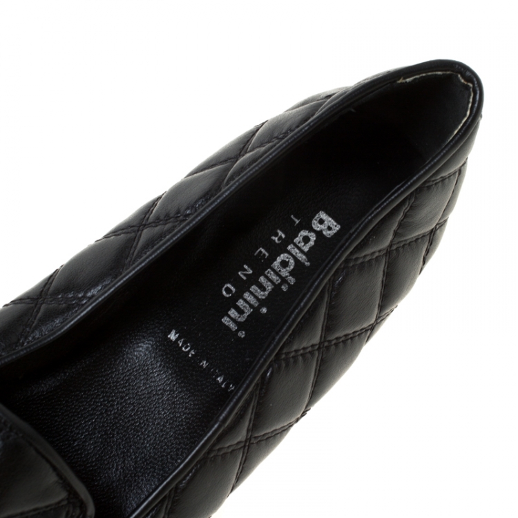 Pre Owned Baldinini Black Quilted Leather Loafers Size 36