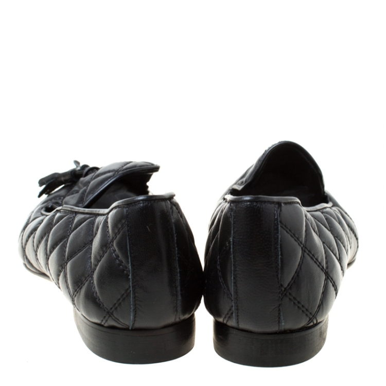 Pre Owned Baldinini Black Quilted Leather Loafers Size 36