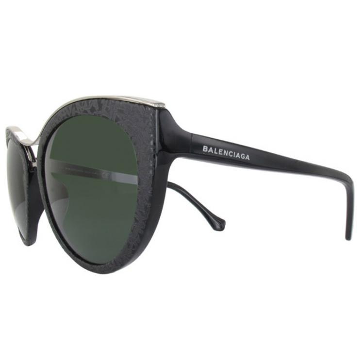 Pre Owned Balenciaga Shiny Black/Green BA0033 Cat Eye Sunglasses