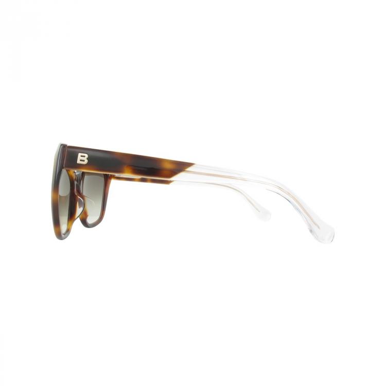 Pre Owned Balenciaga Blonde Havana/Gradient Green BA0047F Cat Eye Sunglasses