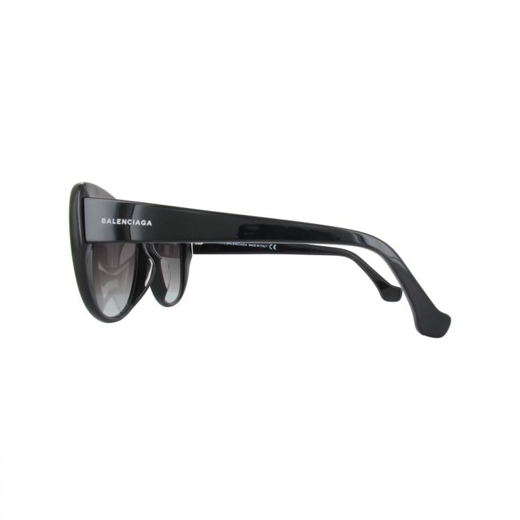 Pre Owned Balenciaga Shiny Black/Gradient Smoke BA0016F Cat Eye Sunglasses
