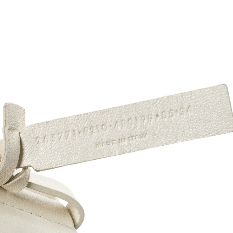 Pre Owned Balenciaga Off White Leather Eyelet Belt 85cm