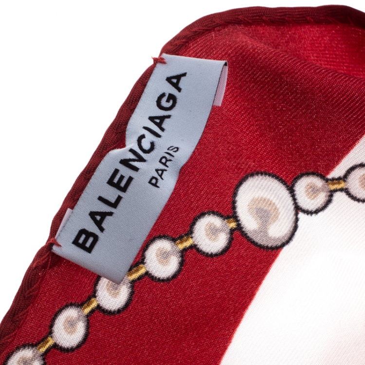 Pre Owned Balenciaga Jewel Printed Silk Choker Scarf Necklace