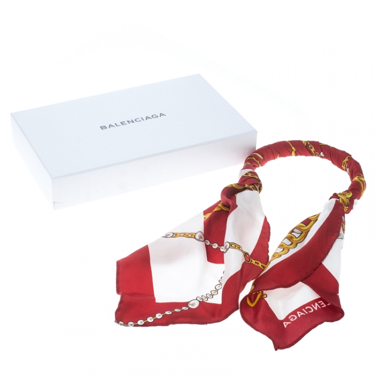 Pre Owned Balenciaga Jewel Printed Silk Choker Scarf Necklace