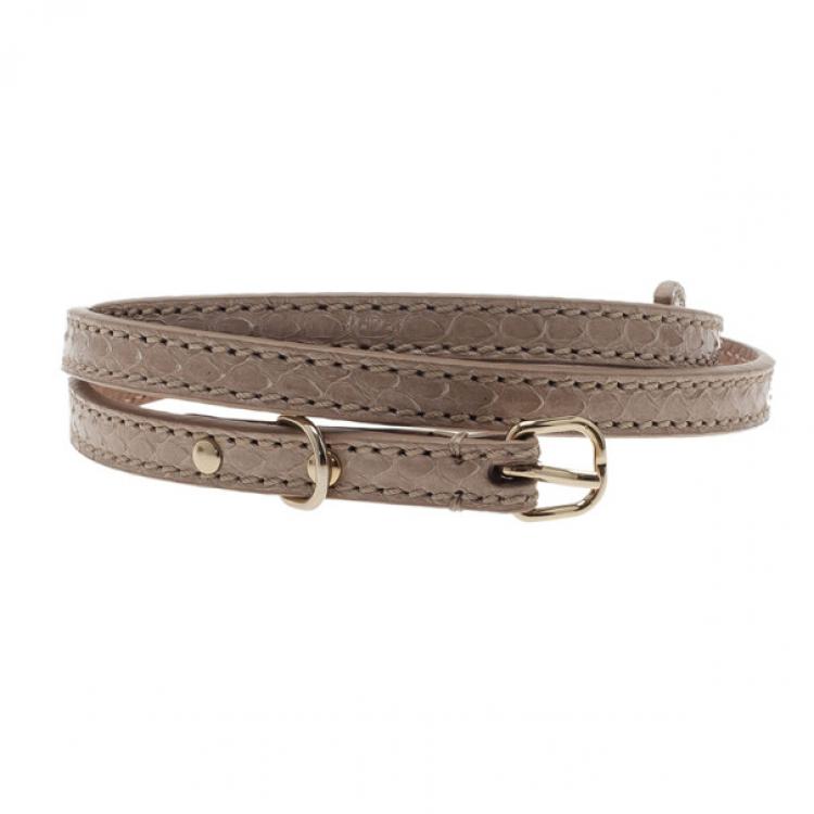 Pre Owned Balenciaga Beige Python Skinny Belt 85CM