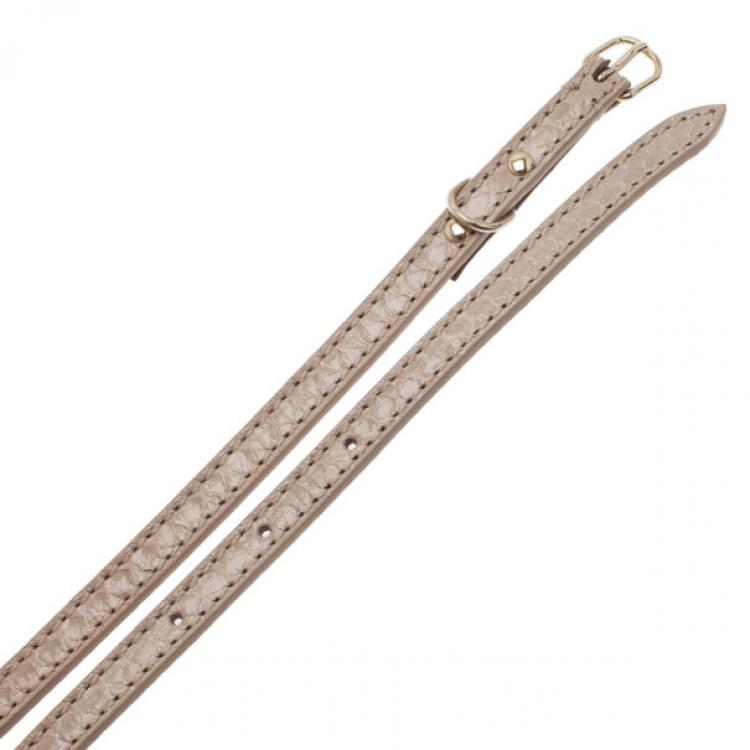 Pre Owned Balenciaga Beige Python Skinny Belt 85CM